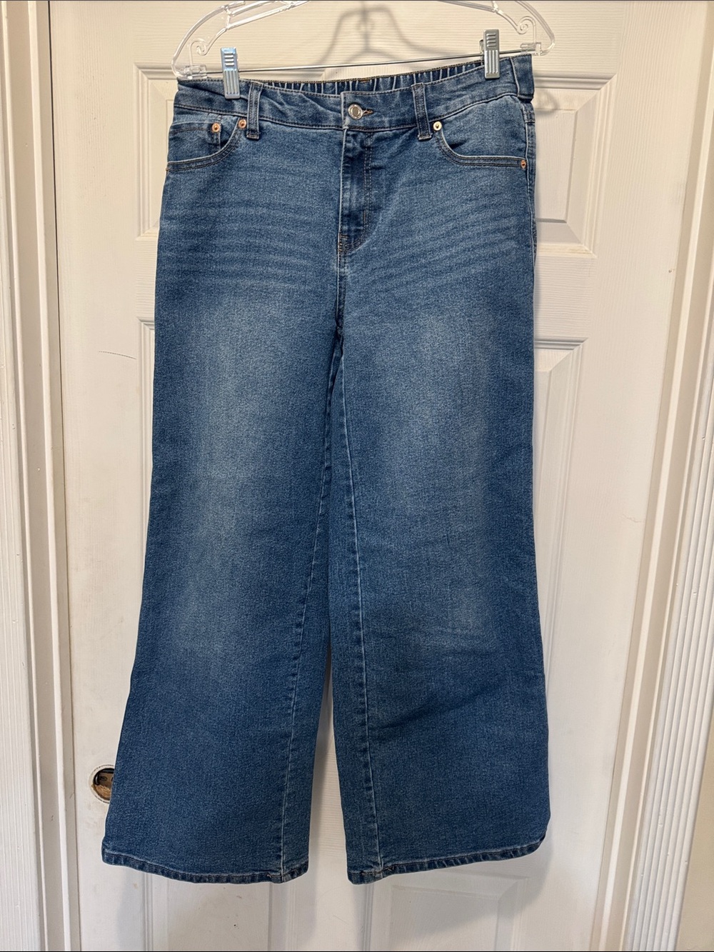 No Boundries Women's High-Rise Wide-Leg Jeans - Light Blue - Picture 2 of 5